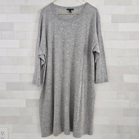 Eileen Fisher Tops - Eileen Fisher Merino Wool Alpaca Tunic Top Sweater Dress Gray Long Sleeve XL